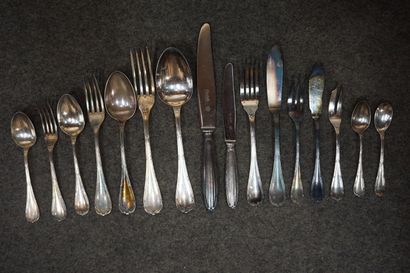 CHRISTOFLE 
Silver-plated metal household set. 147 pieces. Some pieces of cutlery...