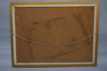 DUCROCQ "Pêcheurs sur le rivage", huile sur isorel, sbd, daté 1957. 52x72 cm