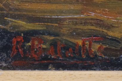 Robert BATAILLE (1898-1958) "Sous bois", huile sur toile, sbg (restaurations). 37,5x48...