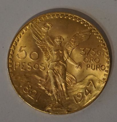 null Une pièce de cinquante pesos mexicains en or de 1947 (43grs)