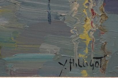 Yves HILLIGOT "Port de Trentemoult", huile sur toile, sbd. 54x65 cm