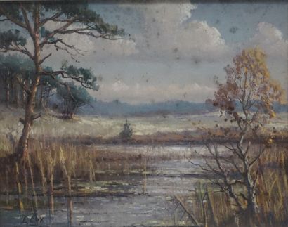 Jarstin COX (1892-1933) "Etang", pastel, sbg (taché). 23x29 cm