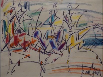 GEN-PAUL "Courses", craies de couleurs, sbd. 30x38,5 cm
