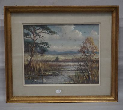 Jarstin COX (1892-1933) "Etang", pastel, sbg (taché). 23x29 cm