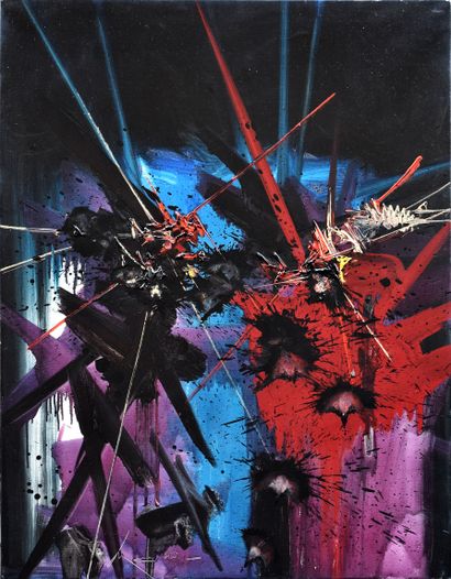 Georges MATHIEU (1921-2012) "Plénitude sombre", circa 1990. Alkyde sur toile. Signée...