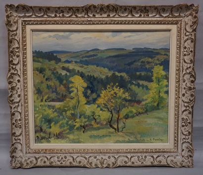 Georges PERRIN "Paysage", huile sur toile, sbd. 46x55 cm