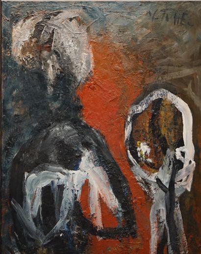 Yves JUHEL "Abstraction", huile sur toile, shd, daté 90. 130x98 cm