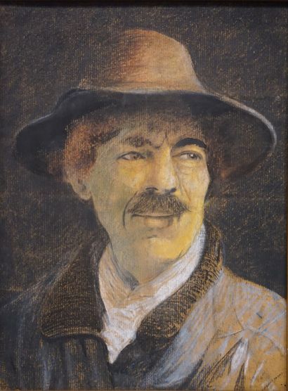 null "Portrait d'homme", pastel. 36x27 cm