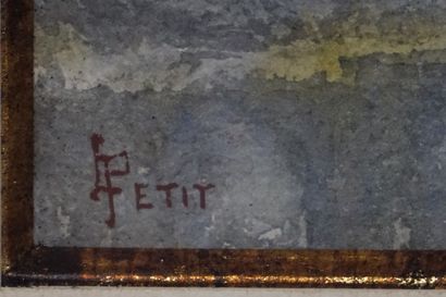 *L. PETIT "Etang", aquarelle, sbg. 15x27 cm