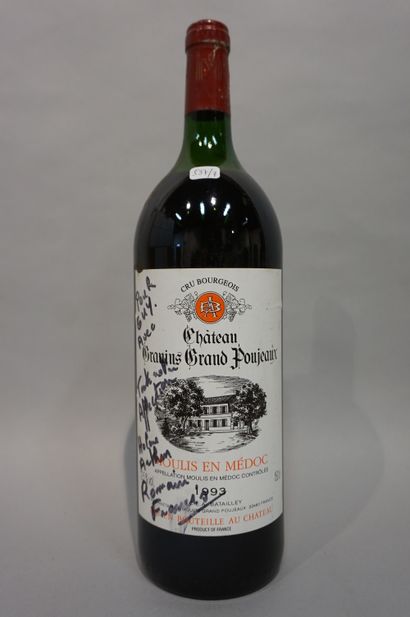 null 1 magnum Château GRANINS-GRAND-POUJEAUX, Moulis 1993 (MB, surcharges manuscrites...