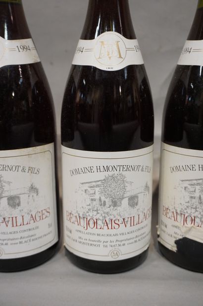 null Six bouteilles de Beaujolais villages domaine H. Monternot & fils, 1994.