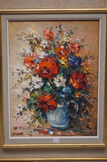 VALDON "Bouquets", deux huiles sur toile, signées. 35x27 cm et 41x33 cm