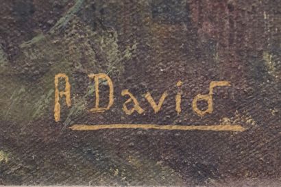 A. David "Etang", huile sur toile, sbd. 60x120 cm