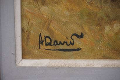A. David "Plage et rochers", huile sur toile, sbg. 46x55 cm