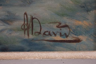 A. David "Chalutier sortant du port", huile sur toile, sbd. 46x55 cm