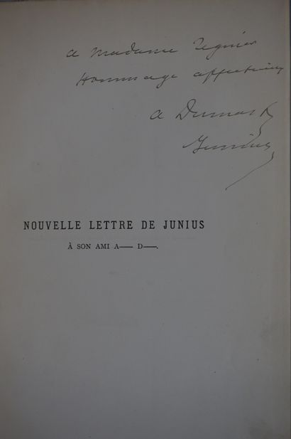 null DUMAS fils (A.). New letter of Junius to his friend A.D. Curious and positive...