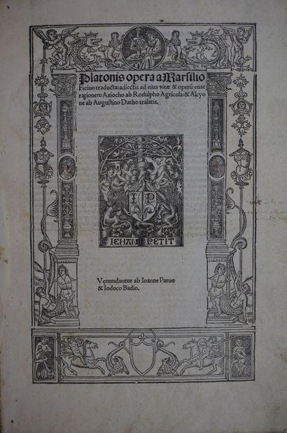  PLATON. Platonis opera a Marsilio Ficino traducta : adiectis ad ejus vitae & operum...