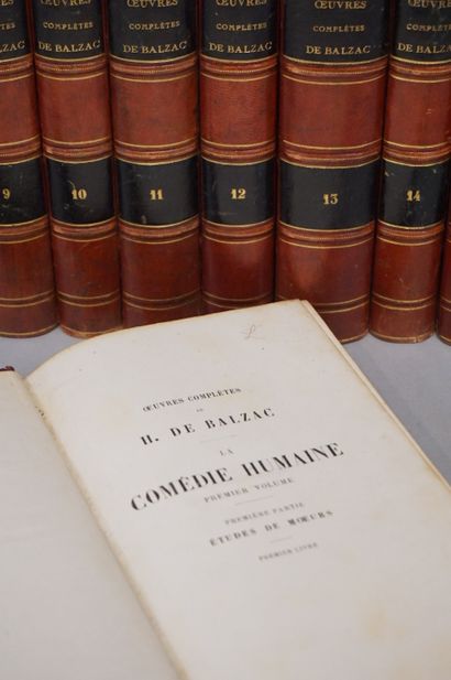 null BALZAC (H. de). Œuvres complètes. Paris, Houssiaux, 1855, 20 vol. in-8, demi-rel....