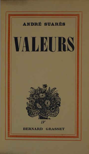 null SUARES (André). Valeurs. Paris, Bernard Grasset, 1936, in-12, half red chag....