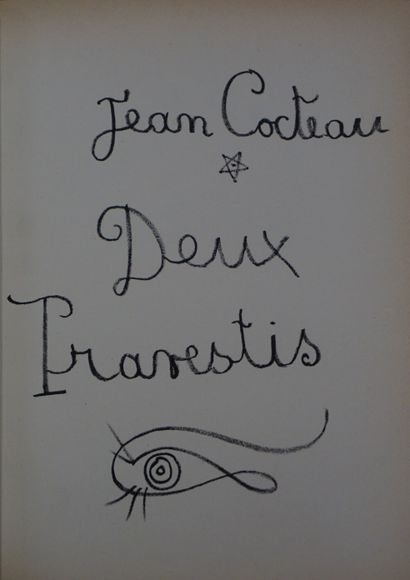 null COCTEAU (Jean). Deux travestis. Paris, 1926, in-8, demi-rel. à bandes mar. bleu...