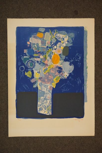ROGER BEZOMBES (after): "Bouquet", lithograph, 91/175, sbd. 76x55,5 cm