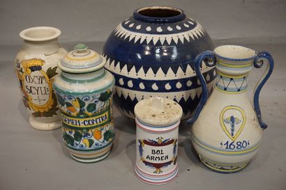 Five ceramic vases.