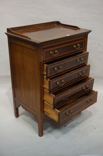 * Small english desk with five drawers. (missing, worn) 76x53x37 cm