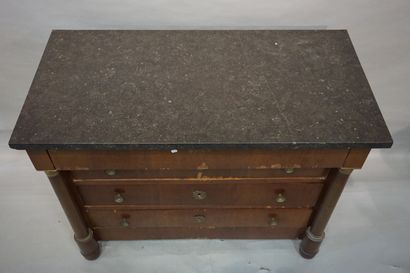 *Commode Chest of drawers with detached columns and four drawers in veneer. Grey...