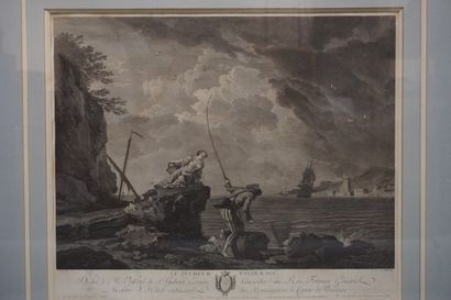 null After Vernet: "The Italian Gondola" and "The Encouraged Fisherman", pair of...