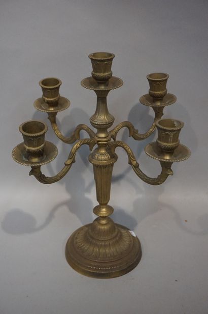 null Five-light candlestick in gilt metal. 36 cm