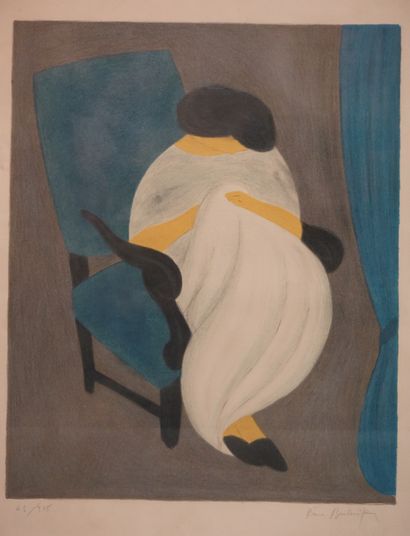 null "Woman in a blue armchair", lithograph 41/275, sbd. 78x58 cm