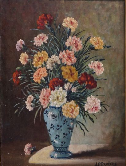 J.P. RAVECHE "Bouquet", oil on canvas, sbd. 46x33 cm