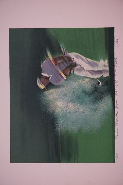 Victor SPAHN (after): "Golfer", lithograph, 230/250, sbd, dedication "for Daniel...