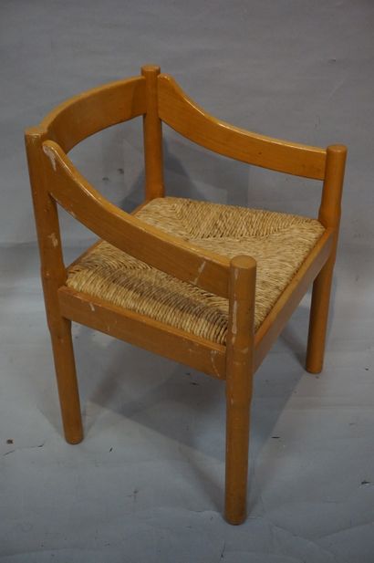 null Pair of straw armchairs (wear). 76x58x52 cm