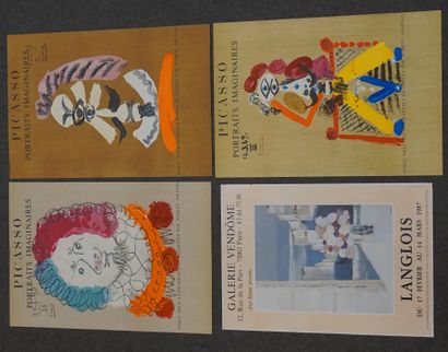 null Three "Picasso" posters and one "Langlois". 74x51,5 cm and 69x49 cm
