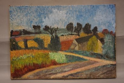 Y.BARRUET "Country landscape", oil on canvas, sbd, dated 1933. 38x55 cm
