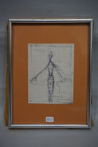 null "Naked woman standing", drawing. 13,5x10,5 cm