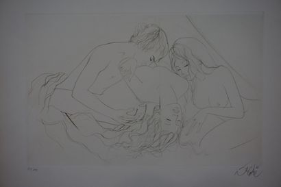 VALADIE (after): "Erotic Trios", two engravings, 13/199, sbd. 37x52 cm