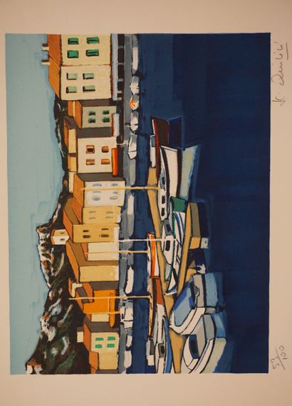 QUILICI (after): "Port", lithograph, 53/100, sbd. 36x46 cm