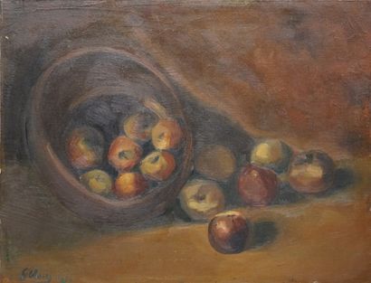 null "Nature morte aux pommes", huile sur toile, sbg, daté 1905. 47,5x61,5 cm