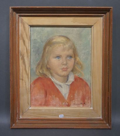 Madeleine Plantey "Portrait de jeune fille", huile sur papier, sbd. 34x25,5 cm