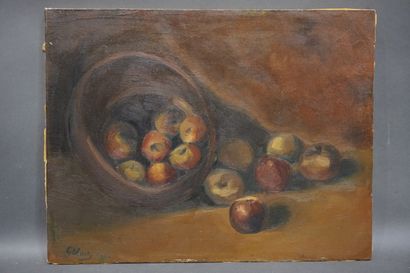 null "Nature morte aux pommes", huile sur toile, sbg, daté 1905. 47,5x61,5 cm
