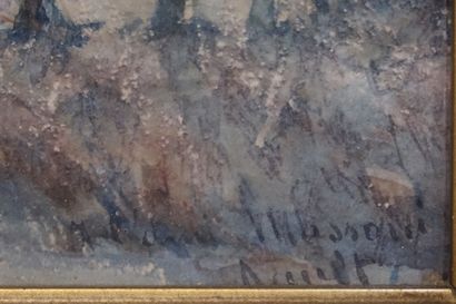 null "Paysage hivernal", aquarelle, sbd. 15x24 cm
