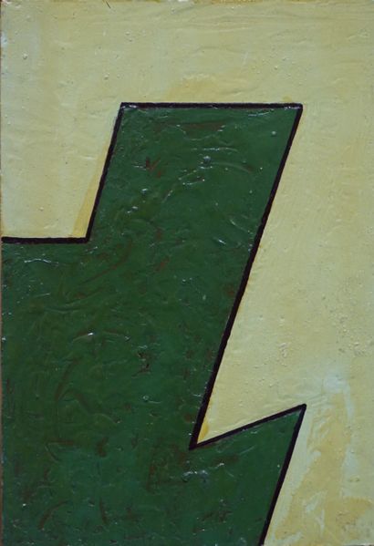 STOEBEL "Abstraction verte", huile sur isorel, signé au dos. 37x26 cm