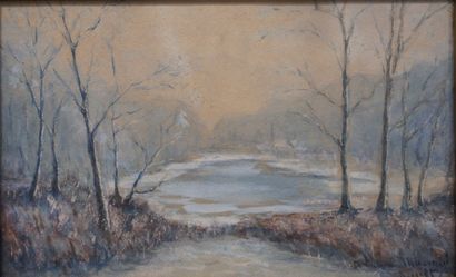 null "Paysage hivernal", aquarelle, sbd. 15x24 cm