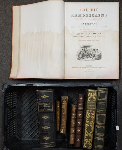 *Livres Manette de volumes XIXe dont: "Galerie armoricaine", "Œuvres de Corneille"...