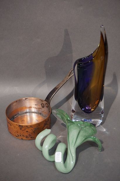 null "Fleur" en verre de Murano, vase en cristal de Bohème (25 cm) et petite casserole...