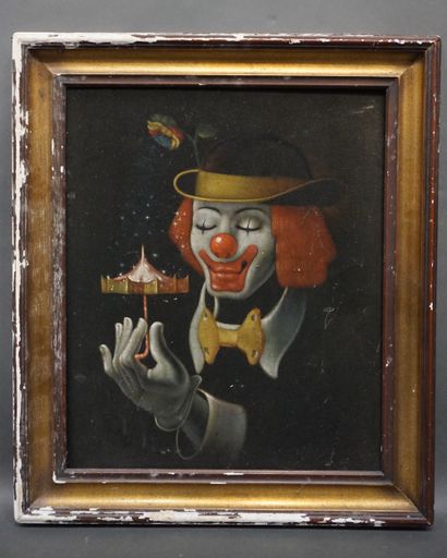 null "Clown", pastel sur feutre noir (usures). 55x46 cm