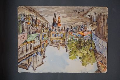 null "Vues de Montmartre", deux aquarelles, sbg. 27,5x37 cm et 37x27,5 cm
