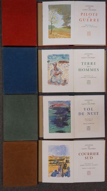 LIVRES Quatre volumes emboités: Antoine de Saint-Exupéry "Vol de nuit" (illustrations...